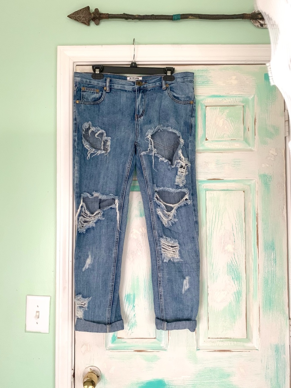 One Teaspoon Awesome Baggies Distressed Trashed Denim Jeans 29